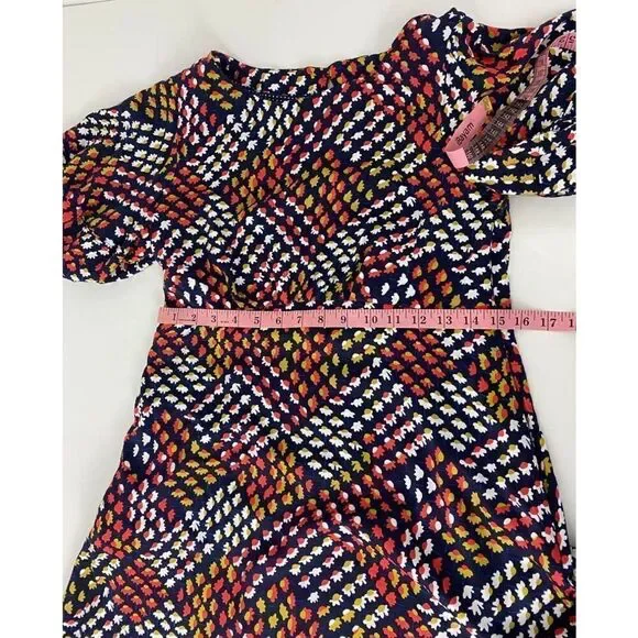 Cottagecore Maeve Floral Print Dress Blue Orange Yellow Puff Sleeve Twee Size 6 - Picture 4 of 11